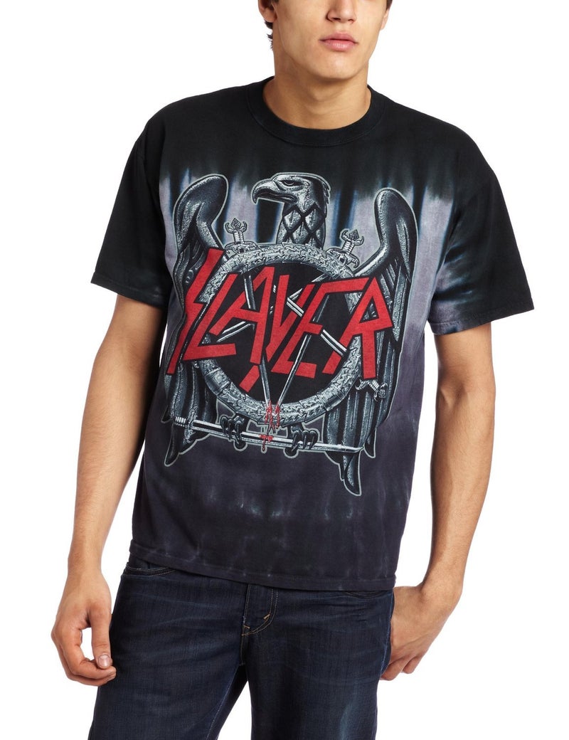Liquid Blue Men's Slayer Eagle T-Shirt, Gray, Medium
